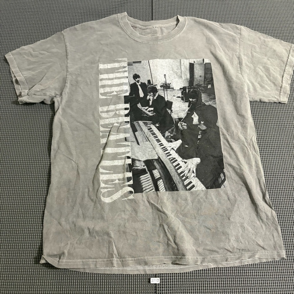 The Beatles Mens Graphic T-Shirt Gray Short Sleeve Crew Neck Size XL